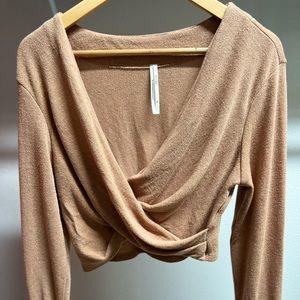 Anthropologie tan colored XS crop top sweater